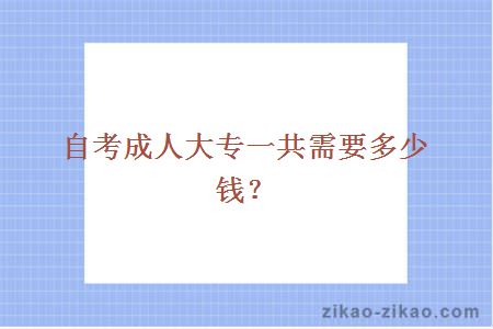 自考成人大专一共需要多少钱？