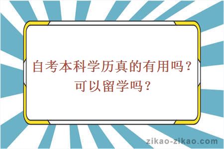 自考本科学历真的有用吗？可以留学吗？