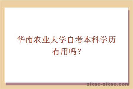 华南农业大学自考本科学历有用吗？