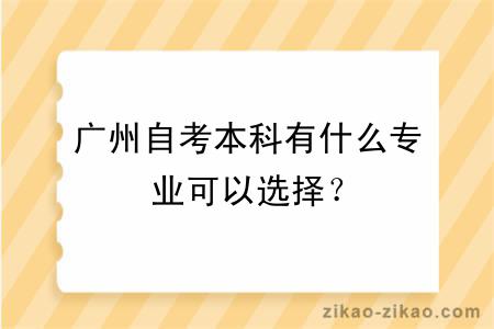 广州自考本科有什么专业可以选择？