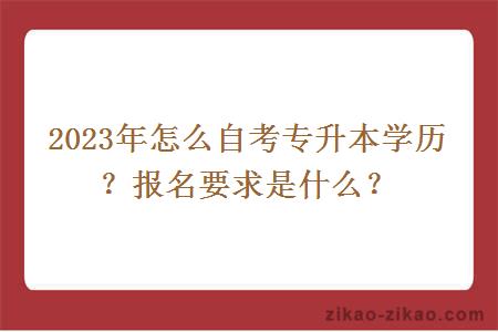 2023年怎么自考专升本学历？报名要求是什么？