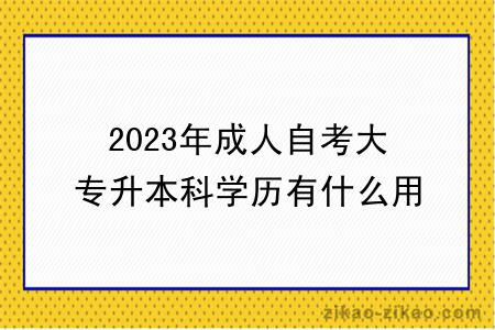 2023年成人自考大专升本科学历有什么用处？