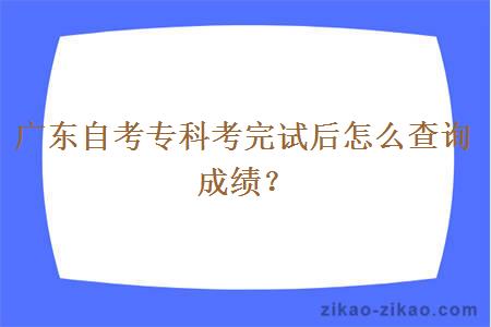 广东自考专科考完试后怎么查询成绩？