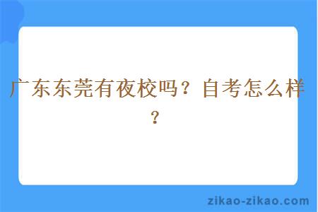 广东东莞有夜校吗？自考怎么样？