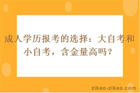 成人学历报考的选择：大自考和小自考含金量高吗？