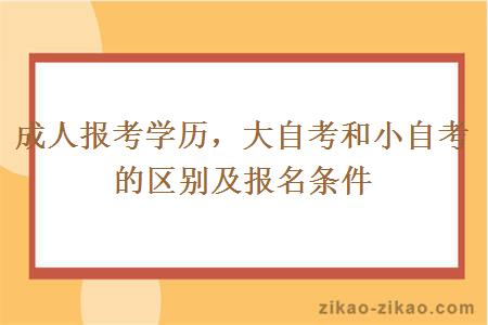 成人报考学历，大自考和小自考的区别及报名条件