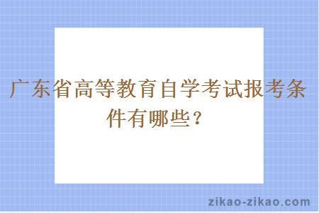 广东省高等教育自学考试报考条件有哪些？