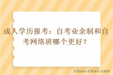 自考业余制和自考网络班哪个更好？