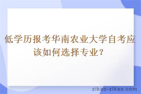 低学历报考华南农业大学自考应该如何选择专业？