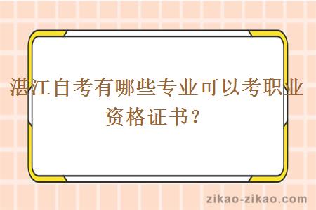 湛江自考有哪些专业可以考职业资格证书？