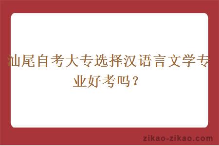 汕尾自考大专选择汉语言文学专业好考吗？