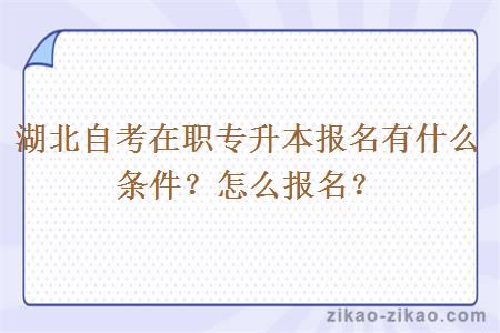 湖北自考在职专升本报名有什么条件？怎么报名？