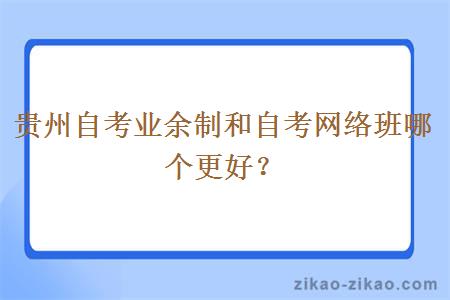 贵州自考业余制和自考网络班哪个更好？