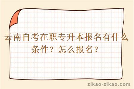 云南自考在职专升本报名有什么条件？怎么报名？