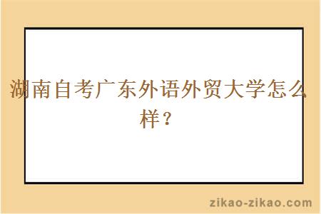 湖南自考广东外语外贸大学怎么样？