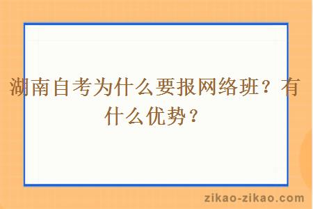 湖南自考为什么要报网络班？有什么优势？