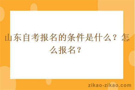 山东自考报名的条件是什么？怎么报名？