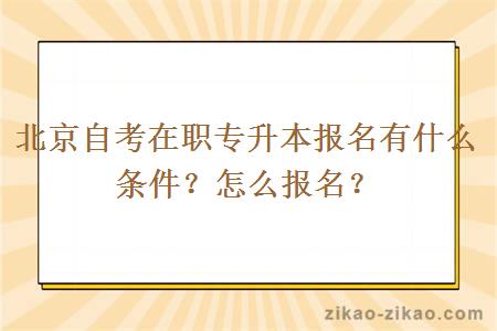 北京自考在职专升本报名有什么条件？怎么报名？