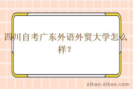 四川自考广东外语外贸大学怎么样？