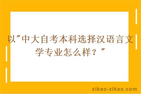 中大自考本科选择汉语言文学专业怎么样？