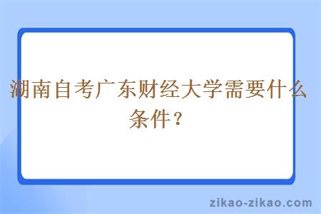 湖南自考广东财经大学需要什么条件？