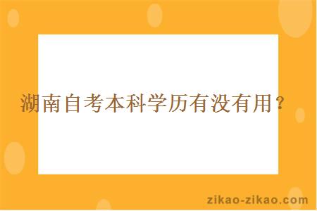 湖南自考本科学历有没有用？