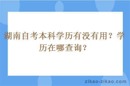 湖南自考本科学历有没有用？学历在哪查询？