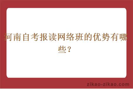 河南自考报读网络班的优势有哪些？