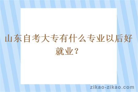 山东自考大专有什么专业以后好就业？