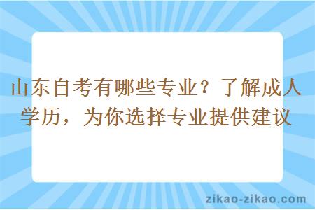 山东自考有哪些专业？了解成人学历，为你选择专业提供建议