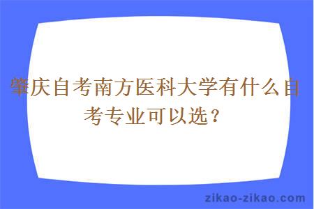 肇庆自考南方医科大学有什么自考专业可以选？