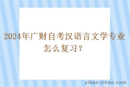 2024年广财自考汉语言文学专业怎么复习？