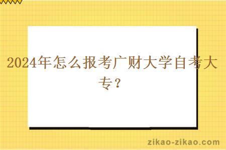 2024年怎么报考广财大学自考大专？