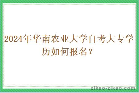 2024年华南农业大学自考大专学历如何报名？