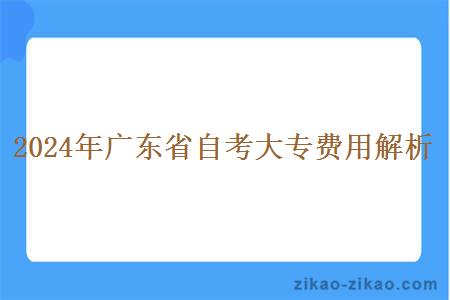 2024年广东省自考大专费用解析